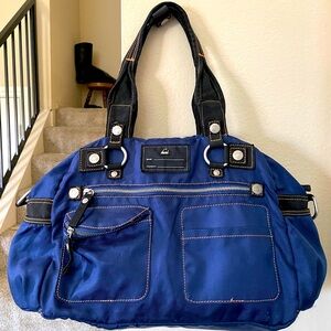 Blue Handbag with Black Accents